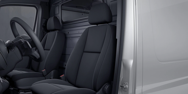Black Interior inside Mercedes Sprinter van