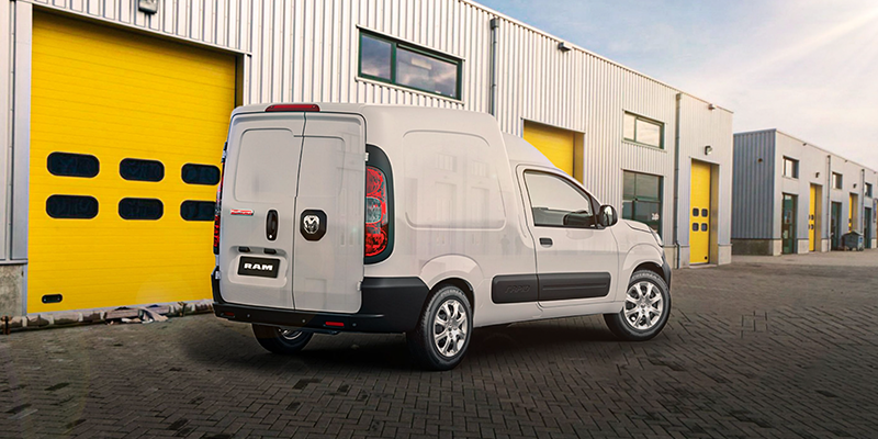 White Ram ProMaster van parked outside warehouse White Ram ProMaster van parked outside warehouse